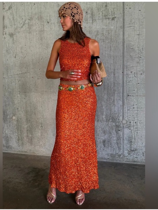 Never Fully Dressed Dresses & Skirts - NWT Never Fully Dressed Orange
Sequin Dorris Skirt